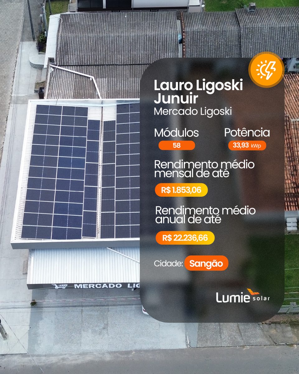 Instalação de energia solar realizada pela Lumie Solar — obra 7